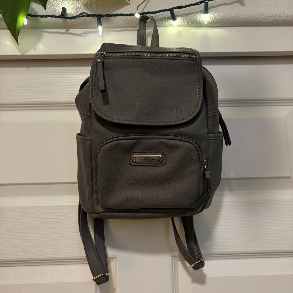 Rosetti Gray Solid Backpack Bag with Inner & Outer Pockets